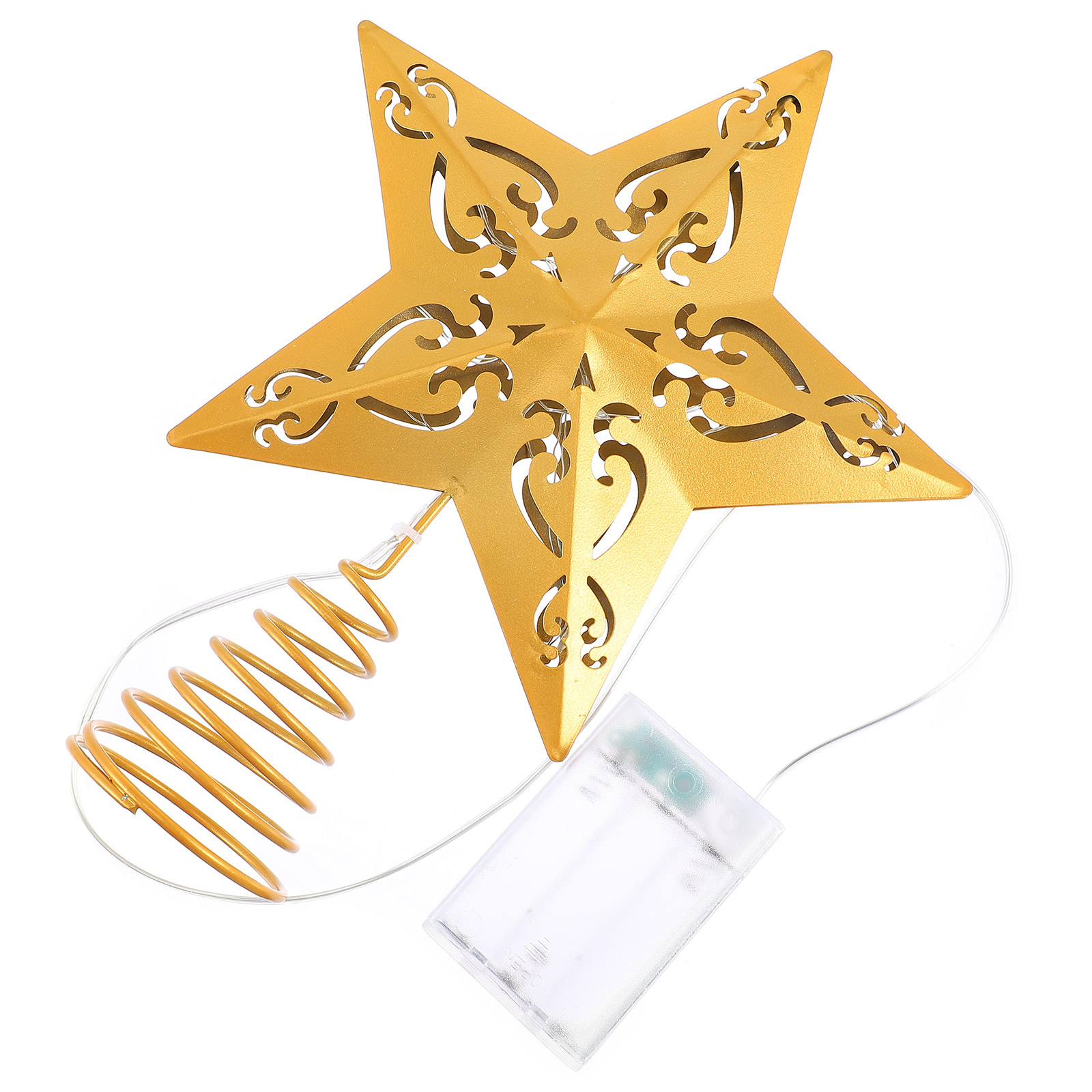 Star Tree Topper - 1 Stück glitzerbeschichteter goldener Eisenstern als