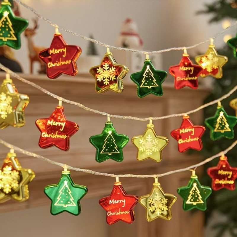 Led Fairy String Lights - 1,5M Weihnachtskugel-Stern-LED-Lichterkette, Lichterkette für Weihnachtsbaum, Hirsch,