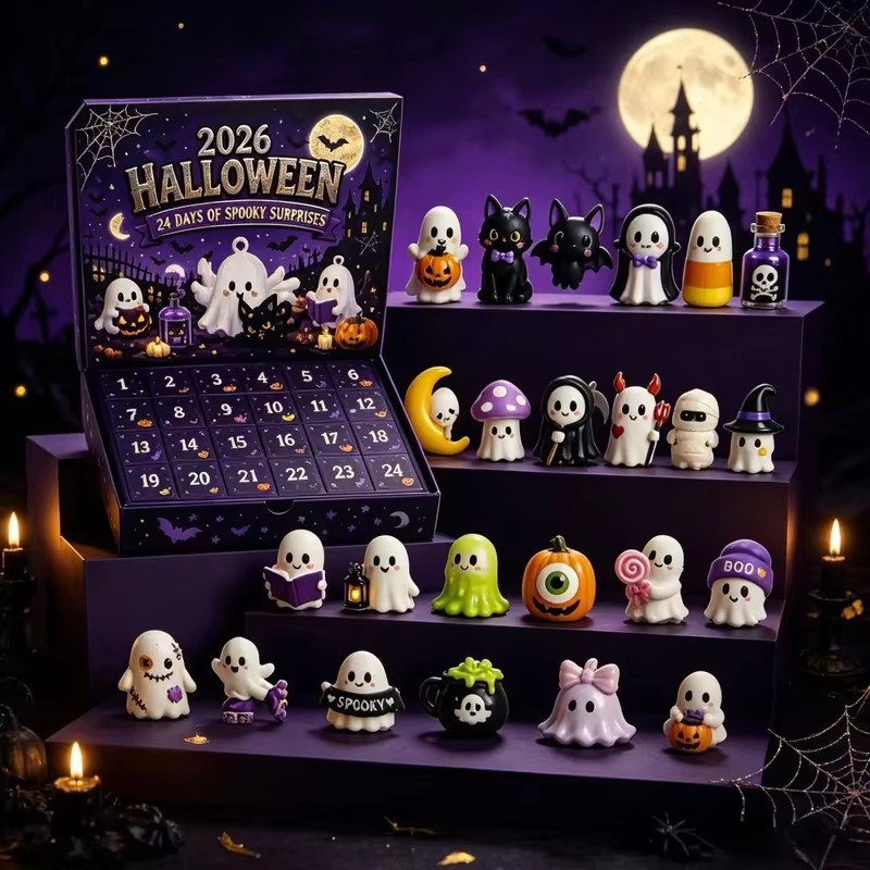 Advent Calendar Gift - NEUER Halloween-Adventskalender, 24 Tage Gruselige Harz-Ornamente