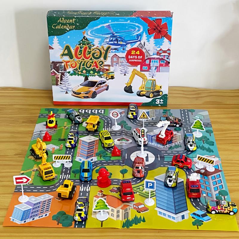 Advent Calendar Gift - 24-teiliges Auto-Spielzeug-Set, Weihnachts-Adventskalender, Weihnachts-Countdown-Fahrzeug, Spielzeug, 2025,
